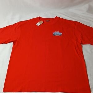 Stussy Men's Vibrant Red Short Sleeve Tee With Truck Graphics